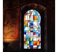 Siunwdiy Film Film Church Coloré Film Givré Film Décoratif Vitrail Sticker Stickers Auto-Adhésif Ou Statique,Translucent,90x120