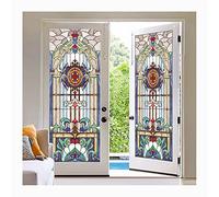 Siunwdiy Film Vitrail Occultant pour Fenêtre Salle de Bain, Fenêtre Vitre Autocollant Opaque Décoratif Vitrail, 13,100x200cm(39x79inch)