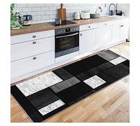 Siunwdiy Gris Noir Tapis de Passage 50X100CM Cuisine Antidérapant Tapis D'allée, Tapis Dégradé Patchwork Moderne, Décoratif Tapis de Sol pour Cuisine Couloir Hôtel Chambre
