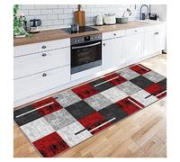 Siunwdiy Gris Rouge Tapis Cuisine Devant Evier Tapis De Couloir Lavable Antiderapant Long Absorbant Moderne Motifs Géométriques Tapis De Salon Chambre Géométrie,B,40X120CM