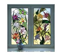 Siunwdiy Non-Colle Film fenetre Anti Regard Eglise Européenne Mosaïque Art Verre Film de vitrail Sticker Opaque Autocollant Auto-adhésif/Statique Cling Decor Confidentialité,C,50x120cm(20"x47")