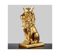 Siunwdiy Statue De Sculpture Lion Blanche Noire De Résine, Statue De Lion Doré, en Résine De La Figure Animale Noir/Blanc Décoration Sculpture Sculpture Bureau,d'or