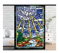 Siunwdiy Stickers de la vitrine vitraux de vitrail Stickers Stickers, Église Européenne Mosaïque Mosaïque Film vitrail, Stickers de fenêtre de confidentialité Statique,Transparent,30x120cm