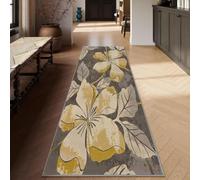 Siunwdiy Tapis Antidérapant et Lavable pour Cuisine et Couloir, 80 x 150 cm, Motif Floral Jaune/Tons Terre Tapis Salon, Tapis Chambre