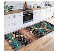 Siunwdiy Tapis Couloir Long Antiderapant Chemin Moderne Vert Tapis de Cuisine Devant Evier au Metre Lavable Doux Polyester Tapis D'EntréE Interieur Absorbant,Personnalisable,E,70x350cm