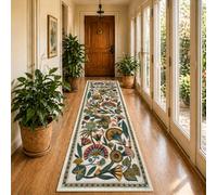 Siunwdiy Tapis Couloir Long Beige 80x300cm Bohémien Floral Lavable en Machine Tapis de Passage Cuisine Chambre Adulte Doux Descente de Lit AntidéRapant Decoration Chambrel Mangerd