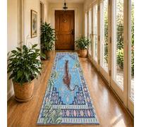 Siunwdiy Tapis Couloir Long Bleu 90x320cm Motif Tigre Lavable en Machine Tapis de Passage Cuisine Chambre Adulte Doux Descente de Lit AntidéRapant Decoration Chambrel Mangerd