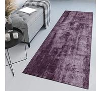 Siunwdiy Tapis Couloir Long Moderne Motif Abstrait Monochrome -Tapis de Passage À Poil Court Doux,Tapis Entree Interieur Long,Tapis de Couloir Au Metre,Violet Foncé,Violet,80x100cm