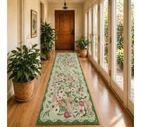 Siunwdiy Tapis Couloir Long Motif Floral 40x340cm Vert Lavable en Machine Tapis de Passage Cuisine Chambre Adulte Doux Descente de Lit AntidéRapant Decoration Chambrel Mangerd