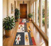 Siunwdiy Tapis Couloir Long Multicolore 140x120cm Patchwork Lavable en Machine Tapis de Passage Cuisine Chambre Adulte Doux Descente de Lit AntidéRapant Decoration Chambrel Mangerd