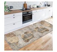 Siunwdiy Tapis Cuisine 50x160cm Lavable antiderapant Long Moderne Design Traditionnel Tapis Cuisine Vinyle pour Salon Chambre Cuisine Devant evier Hall d'entrée,Brun