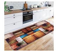 Siunwdiy Tapis Cuisine Devant Evier 50X180CM Tapis De Couloir Lavable Antiderapant Long Absorbant Moderne Motifs Géométriques Tapis De Salon Chambre Rétro Brun Rectangle