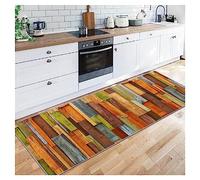 Siunwdiy Tapis De Couloir 40X60CM Tapis Moderne Coloré 3D Grain du Bois Antidérapant Lavable Extra Doux Antidérapant Tapis De Couloir pour Cuisine Passage Chambre Carré