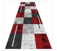 Siunwdiy Tapis de Couloir 60X280CM Long Entrée Cuisine Salon Chambre Bureau Adulte Design Moderne Gris Noir Rouge Géométrique Motif Tapis de Cuisine Devant Evier