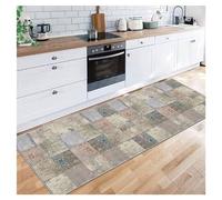 Siunwdiy Tapis de Couloir 80X250cm Extra Long Brun antidérapant Lavable de Style bohème avec Envers en Caoutchouc en Machine pour Couloir, Chambre à Coucher, escalier