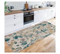 Siunwdiy Tapis de Couloir antidérapant, Marron Vert Tapis Cuisine, Abstrait, Lavable, au 1.2Metre, Long, Longueur réglable, 40 à 120 cm de Large，40X120CM