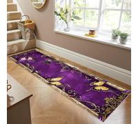 Siunwdiy Tapis de Couloir et Cuisine 90 x 500 cm, Antidérapant et Lavable,Motif Floral 3D Noir/Vert pour Devant d'Évier, Chambre,Cuisine,Couloir,Passage