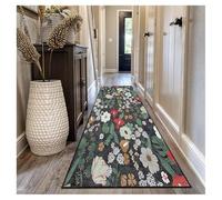 Siunwdiy Tapis de Couloir Extra Long 60x350cm Couleur Fleur Lavable en Machine Antidérapant Vintage Microfibre Doux Absorbant Décoratif pour Cuisine Devant Évier Salon Chambre Buanderie