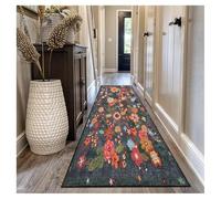 Siunwdiy Tapis de Couloir Extra Long 60x350cm Multicolore Fleur Lavable en Machine Antidérapant Vintage Microfibre Doux Absorbant Décoratif pour Cuisine Devant Évier Salon Chambre Buanderie