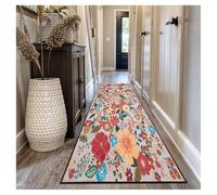 Siunwdiy Tapis de Couloir Extra Long 70x800cm Gris Fleur Lavable en Machine Antidérapant Vintage Microfibre Doux Absorbant Décoratif pour Cuisine Devant Évier Salon Chambre Buanderie