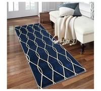 Siunwdiy Tapis de Couloir Long Bleu Foncé 80x100cm Antidérapant Lavable Motif Géométrique Contemporain pour Cuisine, Salon, Chambre - Tapis de Passage Intérieur/Extérieur - Entretien Facile