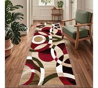 Siunwdiy Tapis de Couloir Tapis Cuisine Devant Evier Tapis Couloir Long Marron Rouge 40x140cm Motif géométrique Tapis Chambre Tapis de Cuisine Antidérapant Et Lavable pour Cuisine,Couloir