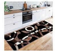 Siunwdiy Tapis de Cuisine Devant evier Long Lavable antiderapant Tapis Passage Noir Marron Blanc Géométrique Tapis de Bain Couloir pour Salon Hall Paillassons d'entrée intérieurs,Marron,40x180cm