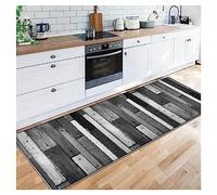 Siunwdiy Tapis de Passage 40X60CM Couloir Cuisine Vintage Long Antiderapant Tissu en Polyester for Salon Chambre Entree Tapis à Motif de 3D Grain du Bois Couleur du Gris Rectangle