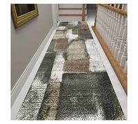 Siunwdiy Tapis de Passage 80X140CM Abstrait Marron Noir Long antidérapant Lavable au Mètre Tapis de Salon Couloir Cuisine, Matière Polyester, Largeur 40-140cm Breit