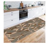 Siunwdiy Tapis Passage Cuisine 1.2 Mètre antidérapant Lavable Marron Moderne Vintage Motif de Feuilles Tapis pour Couloir Chambre Salon, Matière Polyester, Largeur 40-140cm ，80 x 120cm