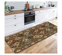 Siunwdiy Tapis Passage Cuisine au Metre Antidérapant Lavable Marron Moderne Vintage Tapis De Salon Résistant Aux Taches Tapis de Décoration pour Cuisine Entrée Foyer Avant,Marron,140x300cm