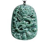 SIUSYACI Collier avec pendentif dragon en jade naturel de grade A, non traité, certificat de jadéite birmane, sculpté à la main, double face, amulette verte délicate pour homme et femme, une, une