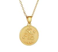 SIUSYACI Collier en acier inoxydable avec 12 constellations du zodiaque - Pendentif rond - Signe astrologique - Cadeau d'anniversaire, One Size, Acier allié, Pas de gemme