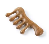 SIUSYACI Peignes à dents larges 100 % bois de santal vert fait à la main - Massage de la tête du cuir chevelu non statique, peigne démêlant en bois de santal vert pour homme et femme (forme de drapeau