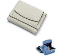 SIUSYACI Porte-cartes en cuir véritable avec pochette pour pièces de monnaie, blanc, Tendance