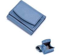 SIUSYACI Porte-cartes en cuir véritable avec pochette pour pièces de monnaie, bleu, Tendance