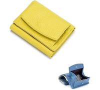 SIUSYACI Porte-cartes en cuir véritable avec pochette pour pièces de monnaie, jaune, Tendance
