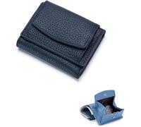 SIUSYACI Porte-cartes en cuir véritable avec pochette pour pièces de monnaie, noir foncé, Tendance