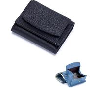 SIUSYACI Porte-cartes en cuir véritable avec pochette pour pièces de monnaie, noir, Tendance