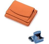 SIUSYACI Porte-cartes en cuir véritable avec pochette pour pièces de monnaie, Orange, Tendance