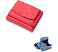 SIUSYACI Porte-cartes en cuir véritable avec pochette pour pièces de monnaie, Rouge, Tendance