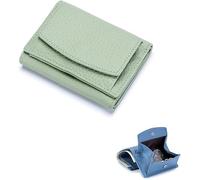SIUSYACI Porte-cartes en cuir véritable avec pochette pour pièces de monnaie, vert clair, Tendance