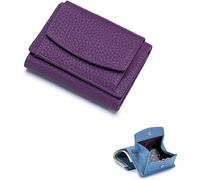 SIUSYACI Porte-cartes en cuir véritable avec pochette pour pièces de monnaie, violet, Tendance