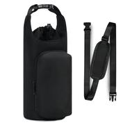 SIUSYACI Sac de transport pour bouteille d'eau, bandoulière réglable, housse isotherme pour bouteilles en acier inoxydable/verre/plastique (noir)