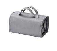 SIUSYACI Trousse de maquillage en cuir imperméable à suspendre pour femme, trousse de maquillage amovible 4 en 1 enroulable, gris, One Size, Qualité supérieure