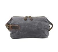 SIUSYACI Trousse de toilette en toile et cuir pour homme - Grande capacité, gris, Qualité supérieure