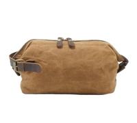 SIUSYACI Trousse de toilette en toile et cuir pour homme - Grande capacité, kaki, Qualité supérieure