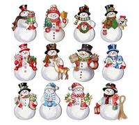 Siuwddee Ornements De Bonhomme De Neige pour Petit Arbre - 12 Pièces Décorations Suspendables de Bonhomme de Neige pour Fête - Ornements Mignons en Bois Suspensions pour Décoration Hiver Maison Mur