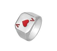 SiVaji Bagues Bague Bijoux Femme Hommes Magicien Coeurs As Poker Cartes Hommes Bague Rétro Fête Gothique Mariage 11 Acier Rouge As