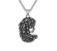 SiVaji Collier Pendentif Argent Bijoux Hommes Femmes Necklace Collier De Personnalité De La Mode Serpent Punk Rétro Medusa Collier